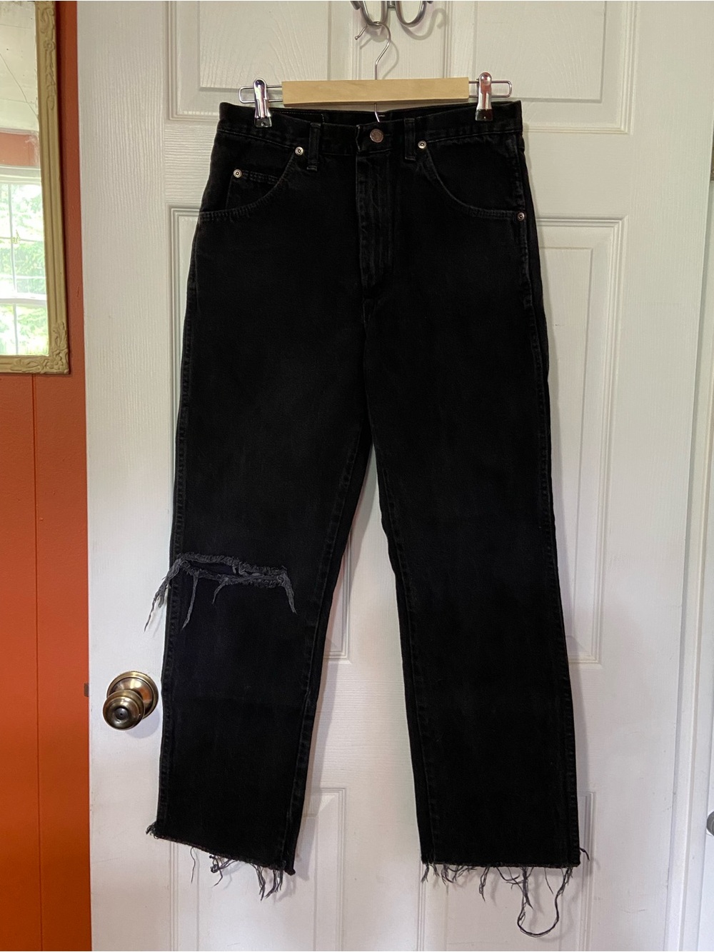 Wrangler Distressed Straight-Leg Jeans